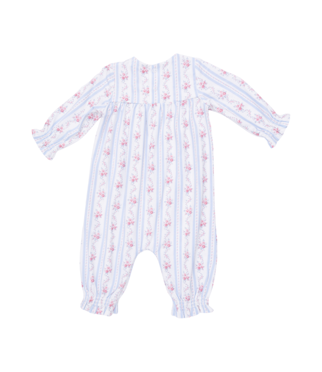 Anna Floral Stripe - Smocked Long Sleeve Romper