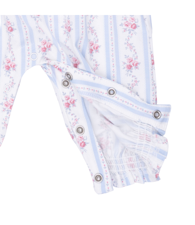 Anna Floral Stripe - Smocked Long Sleeve Romper