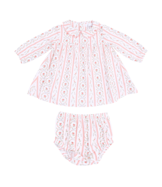Angel Dear Marnie Rosebud Stripe - Long Sleeve Petal Collar Dress and Bloomer