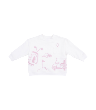 Angel Dear Golf - Drop Sleeve Sweatshirt White and Pink