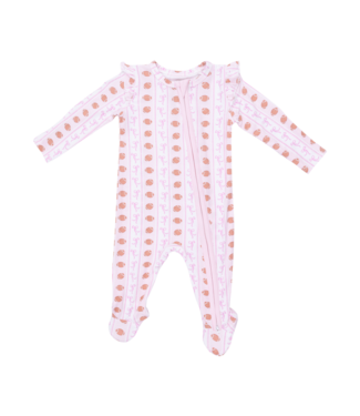 Angel Dear Football Bow Stripe - 2 Way Ruffle Sleeve Zipper Footie