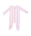 Football Bow Stripe - 2 Way Ruffle Sleeve Zipper Footie