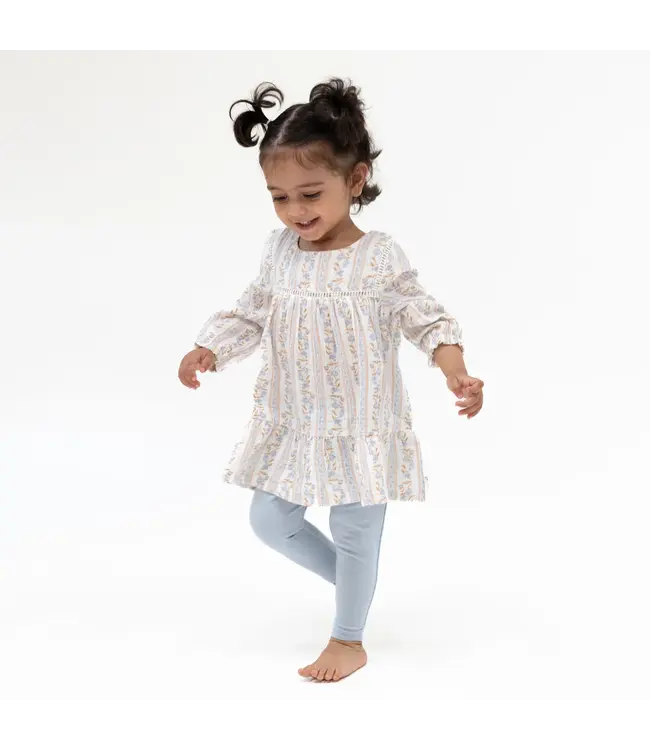 Catarina Floral - Puffed Long Sleeve Tiered Dress and Leggings