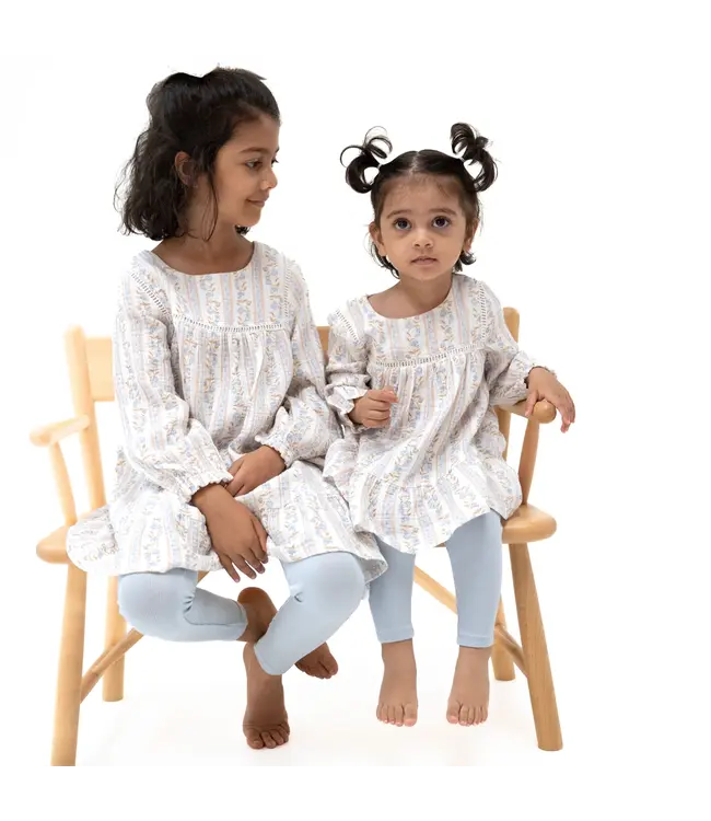 Catarina Floral - Puffed Long Sleeve Tiered Dress and Leggings