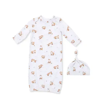 Angel Dear Little Explorer Fox - Lap Shoulder Gown and Knotted Hat Set