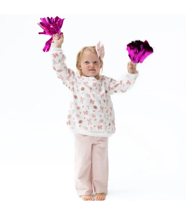 Footballs and Bows - Oversized Sweatshirt and Baby Bells Set