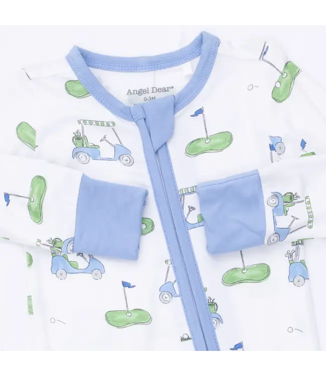 Angel Dear Ivory/Blue Golf Carts Convertible Romper