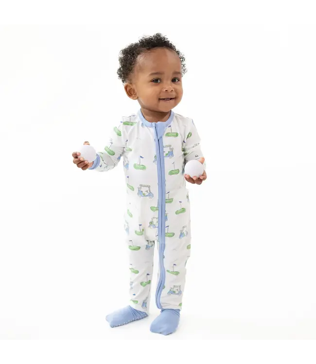 Angel Dear Ivory/Blue Golf Carts Convertible Romper