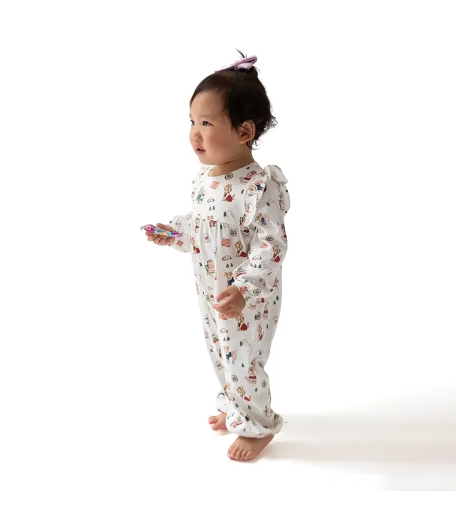 Angel Dear Winter Sports Dogs Pink - Ruffle Sleeve Snap Romper