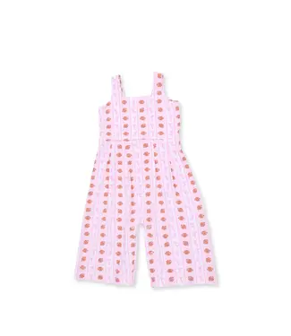 Angel Dear Ivory/Pink Football Bow Stripe Wide Leg Jumpsuit
