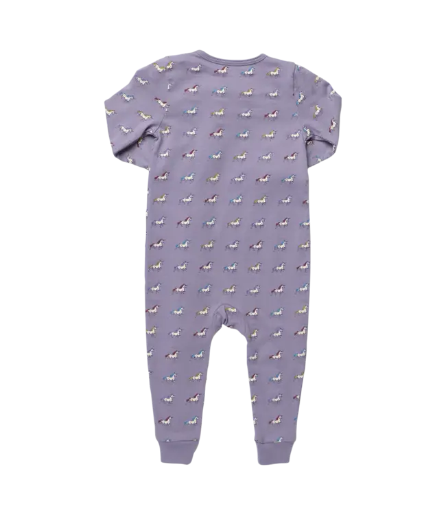 Rainbow Unicorns Baby Zip Ruffle Romper