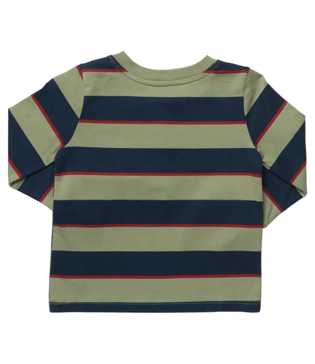 Coop Kids Olive Navy Rugby Stripe Scout Long Sleeve Henley T-Shirt
