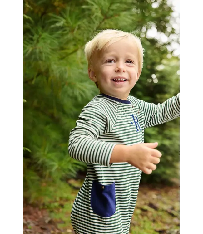 Grier Green Stripe with Nantucket Navy Rayburn Romper