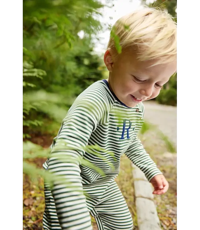 Grier Green Stripe with Nantucket Navy Rayburn Romper