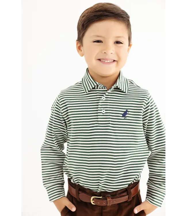 Grier Green & Palmetto Pearl Stripe with Nantucket Navy StorkPrim & Proper Long Sleeve Polo