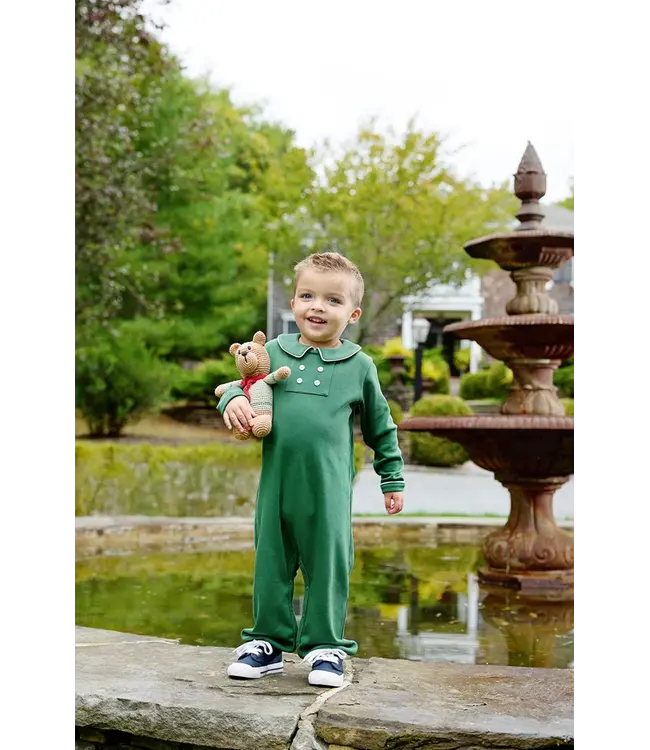 Beaufort Bonnet Grier Green with Palmetto Pearl Long Sleeve Benny Romper