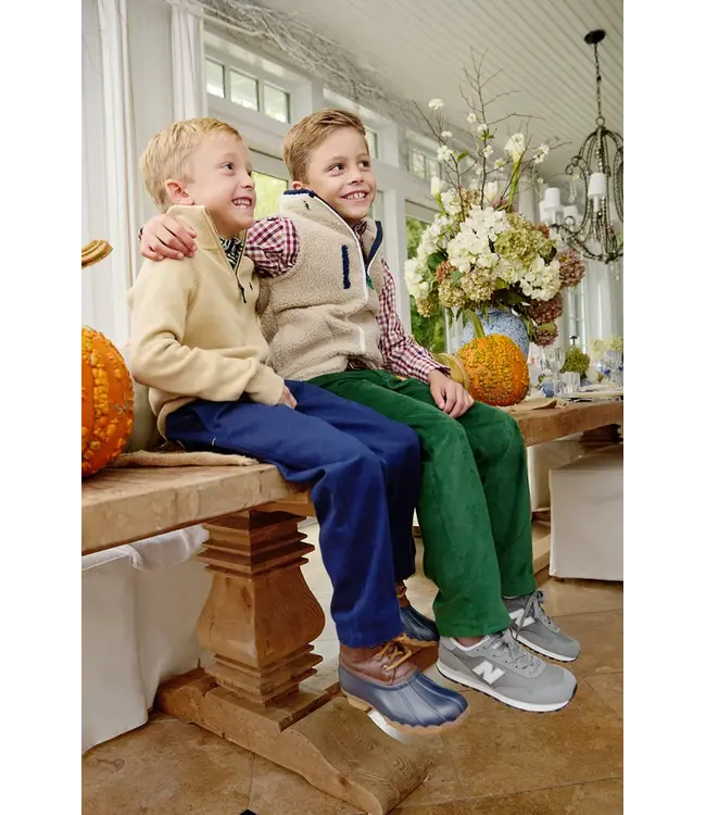 Keeneland Khaki with Nantucket Navy Hayden Half-Zip Sweater