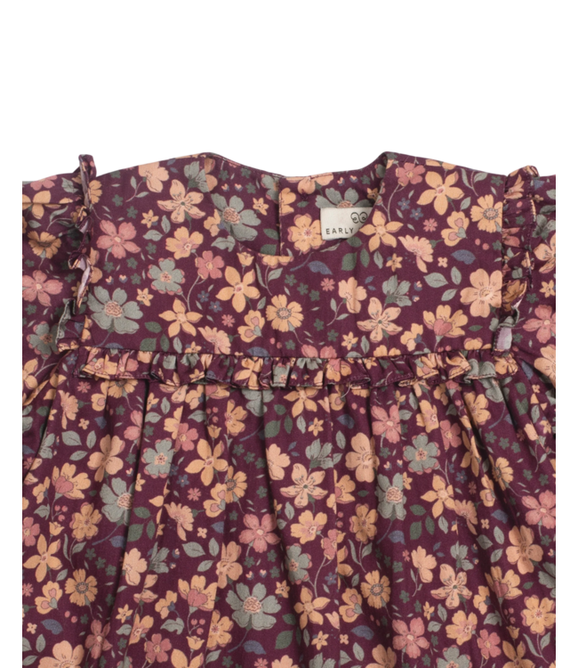 Garden Flowers Plum Lottie Baby Dress with Bloomer