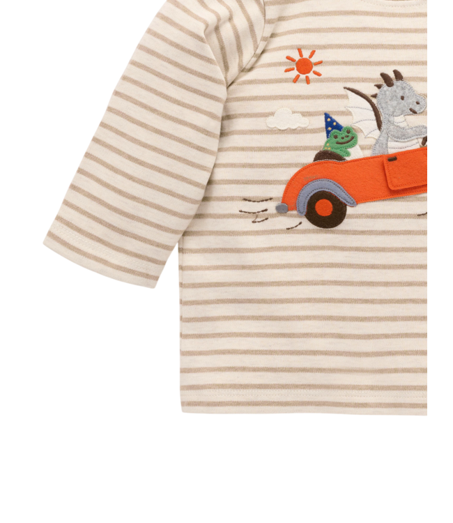 Brown Stripe Flying Car Thick Tee