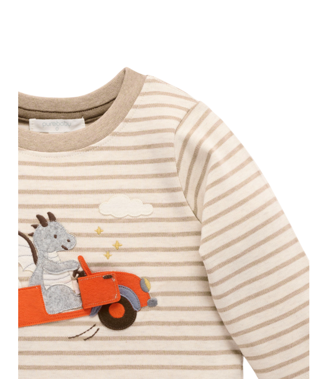 Brown Stripe Flying Car Thick Tee