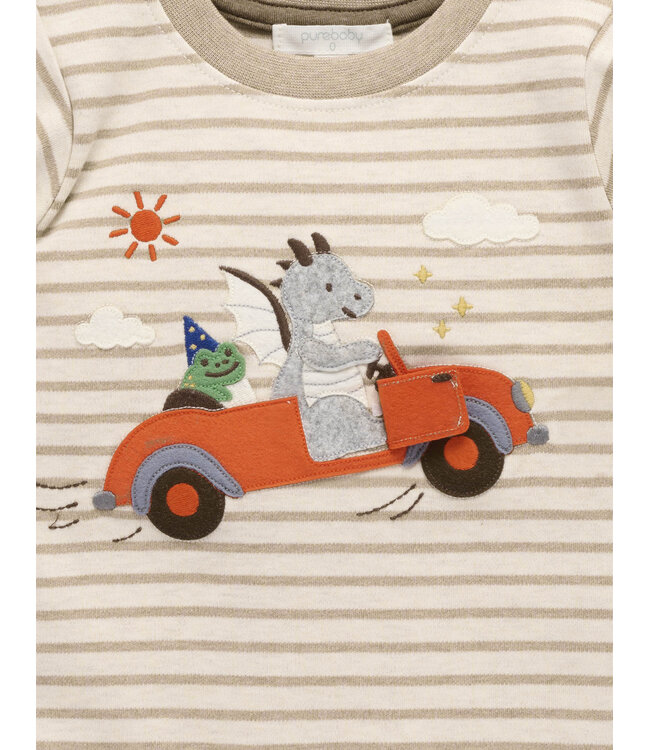 Brown Stripe Flying Car Thick Tee