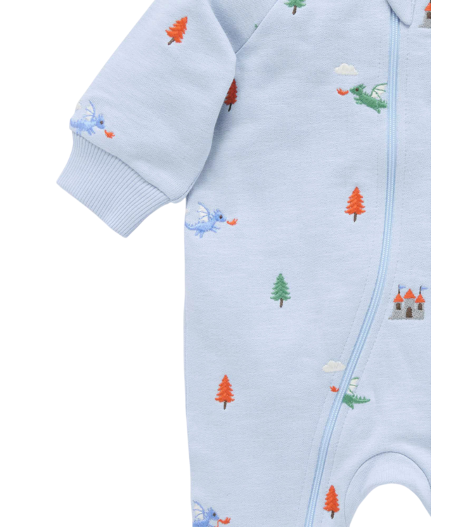 Blue Dragon Embroidered Fleece Growsuit