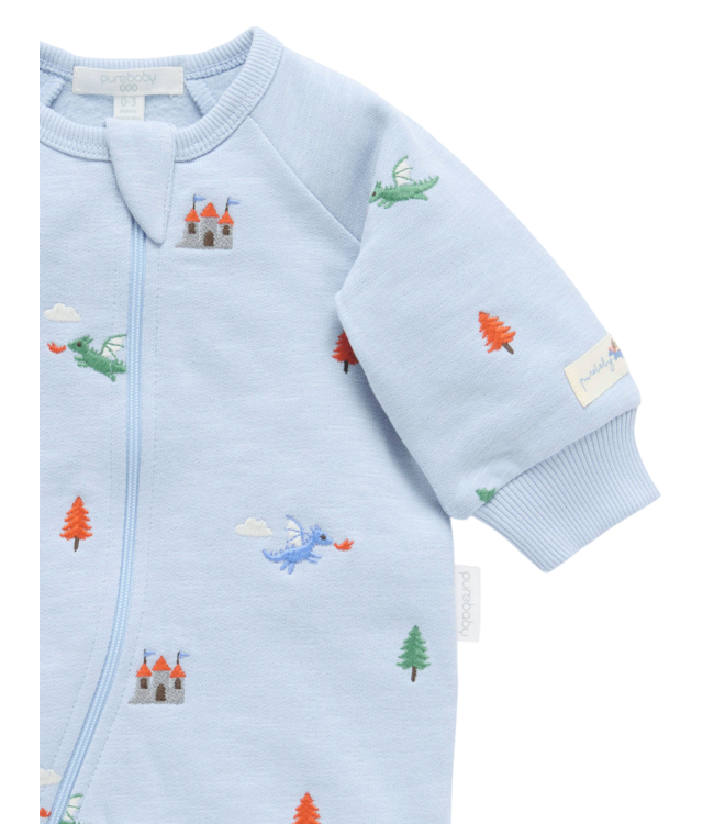 Blue Dragon Embroidered Fleece Growsuit