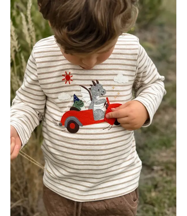 Brown Stripe Flying Car Thick Tee