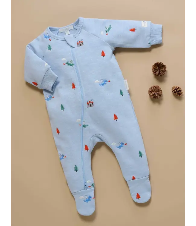 Blue Dragon Embroidered Fleece Growsuit