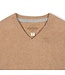 Hope & Henry Organic V-Neck Sweater with Elbow Patches - Camel