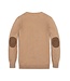 Hope & Henry Organic V-Neck Sweater with Elbow Patches - Camel