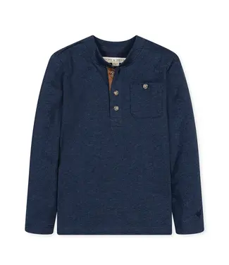 Hope & Henry Navy Heather Organic Henley Pocket Tee