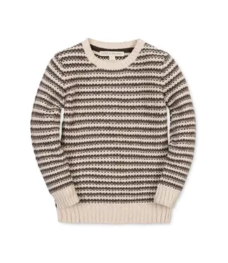 Hope & Henry Chocolate & Tan Stripe Organic Crewneck Sweater