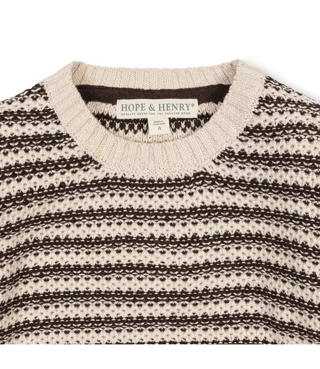 Chocolate & Tan Stripe Organic Crewneck Sweater