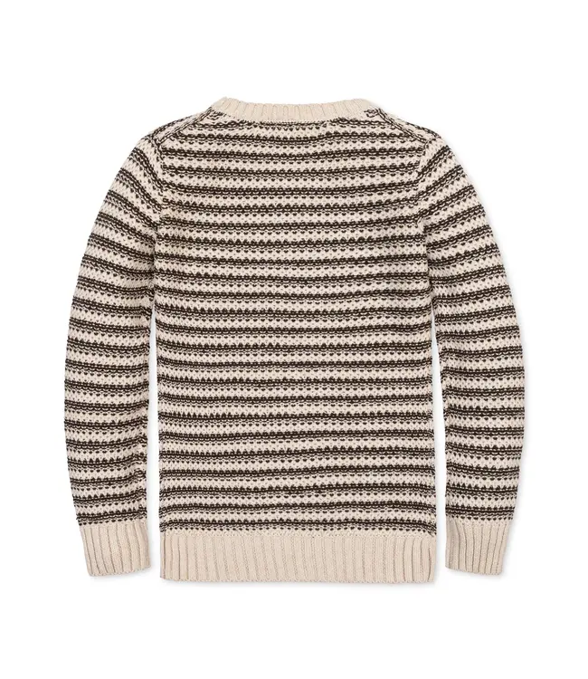 Chocolate & Tan Stripe Organic Crewneck Sweater
