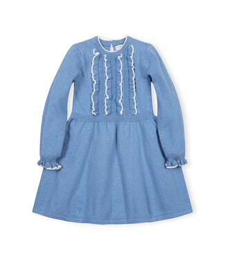 Hope & Henry Medium Blue Heather Organic Ruffle Sweater Dress