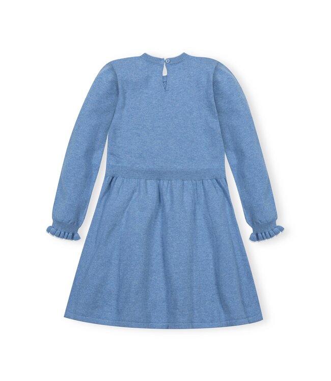 Medium Blue Heather Organic Ruffle Sweater Dress