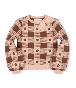 Hope & Henry Cinnamon Heather Intarsia Organic Bow Sweater