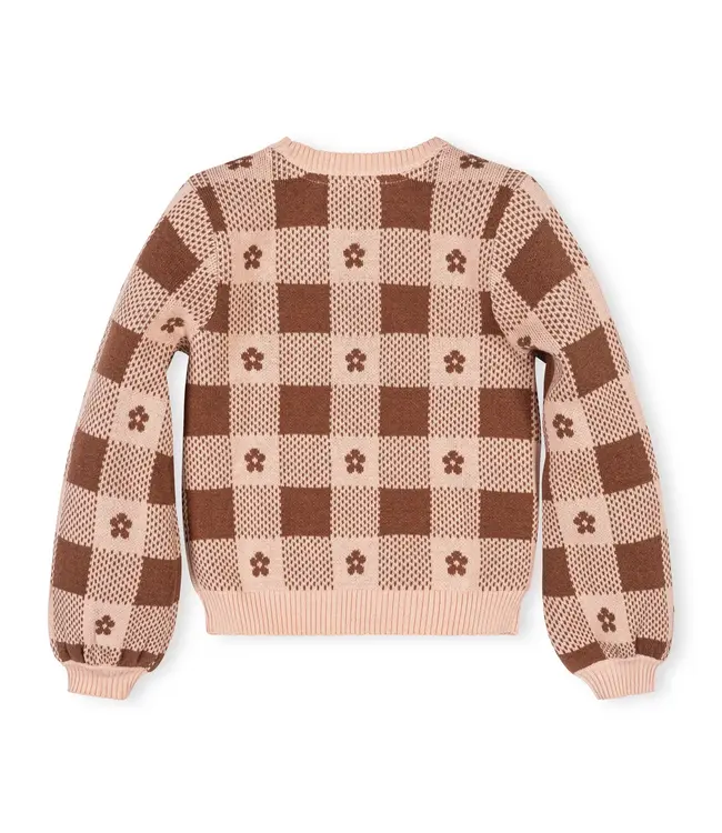 Cinnamon Heather Intarsia Organic Bow Sweater