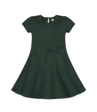 Hope & Henry Dark Green Heather Quilted Skater Dress