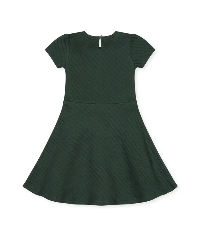 Dark Green Heather Quilted Skater Dress