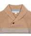 Camel Heather Stripe Organic Shawl Collar Sweater