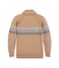 Camel Heather Stripe Organic Shawl Collar Sweater