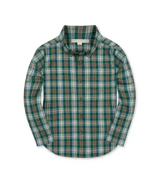 Hope & Henry Green Classic Plaid Organic Stretch Poplin Shirt