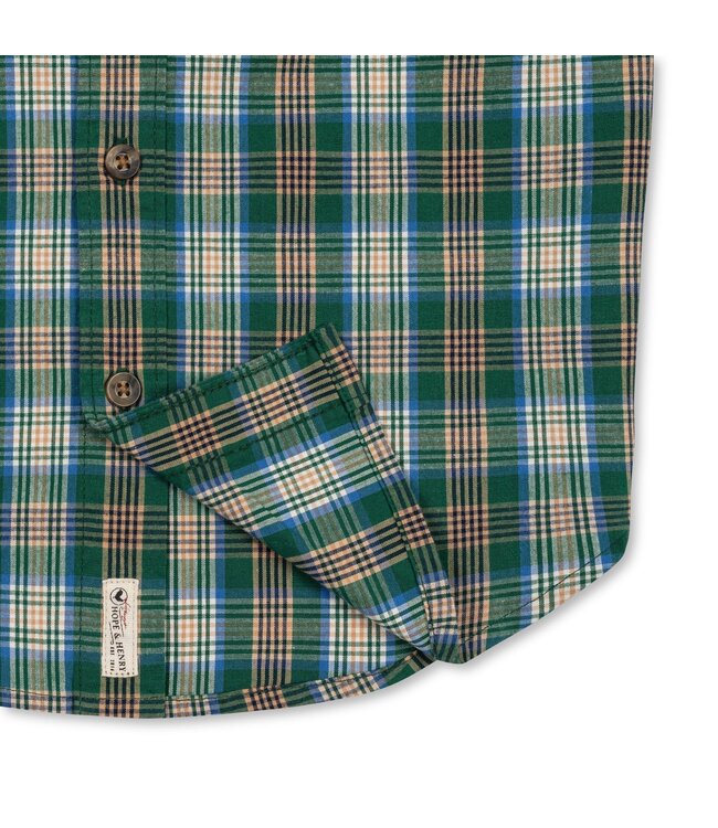 Green Classic Plaid Organic Stretch Poplin Shirt