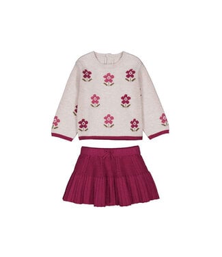 Mayoral Raspberry/Beige Sweater Skirt Set