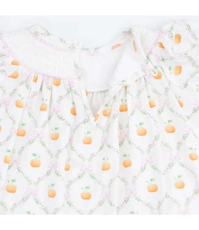 Pretty Pumpkin Trellis - Jane Puff Sleeve Bishop Dress and Bloomer