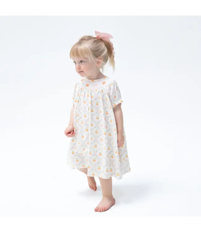 Pretty Pumpkin Trellis - Jane Puff Sleeve Bishop Dress and Bloomer
