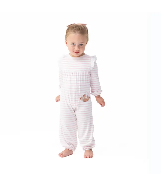 Football Dot and Stripe - Ruffle Sleeve Snap Romper