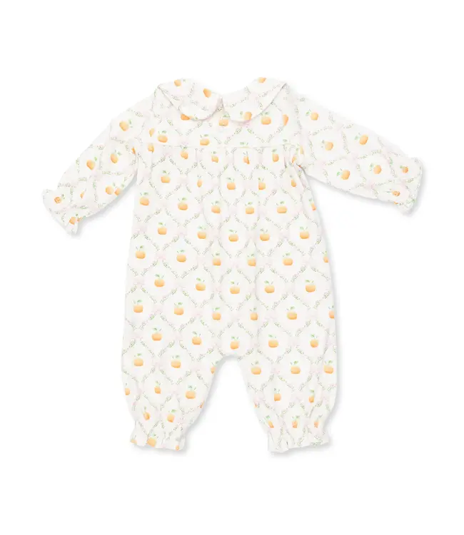 Pretty Pumpkin Trellis - Smocked Long Sleeve Romper